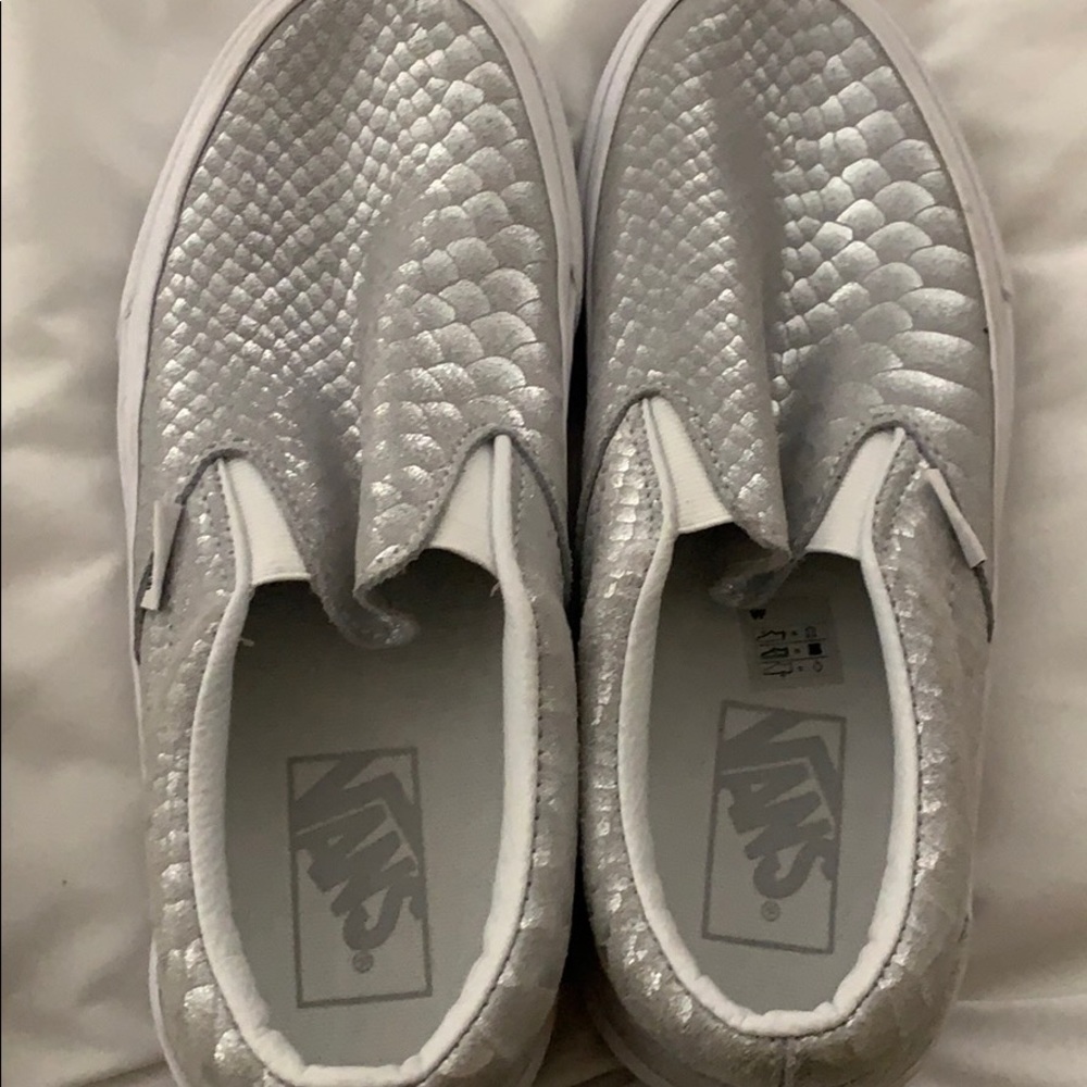 Silver snakeskin vans